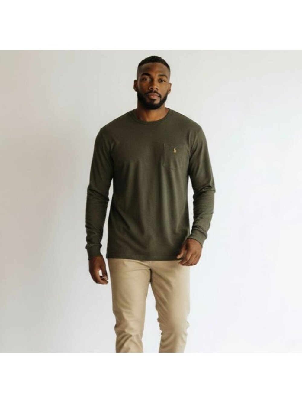 Polo Ralph Lauren 3X Big Long Sleeve Pocket T-Shirt  Heathered Green Orange Pony